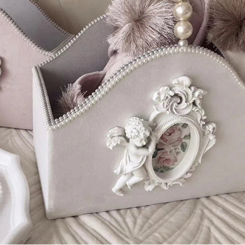 Koreanischer Lederkorb – Engeldesign – 30x16x27cm