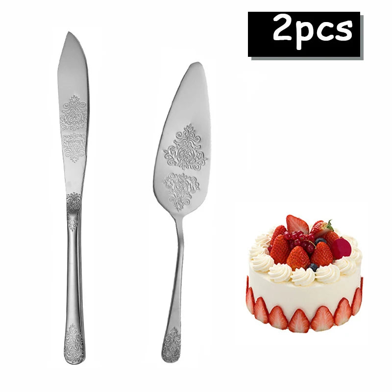 Kuchenspatula-Set – Edelstahl – Blumenmuster