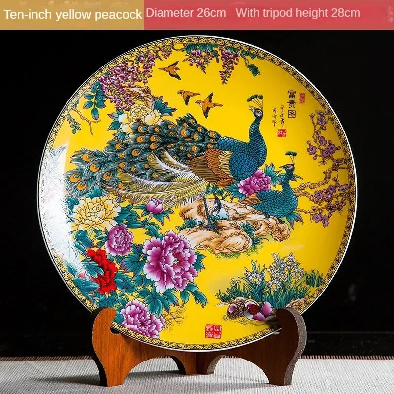 Keramikdeko-Teller in Weiss auf 26cm Drachenkopfregal im Boho-Stil