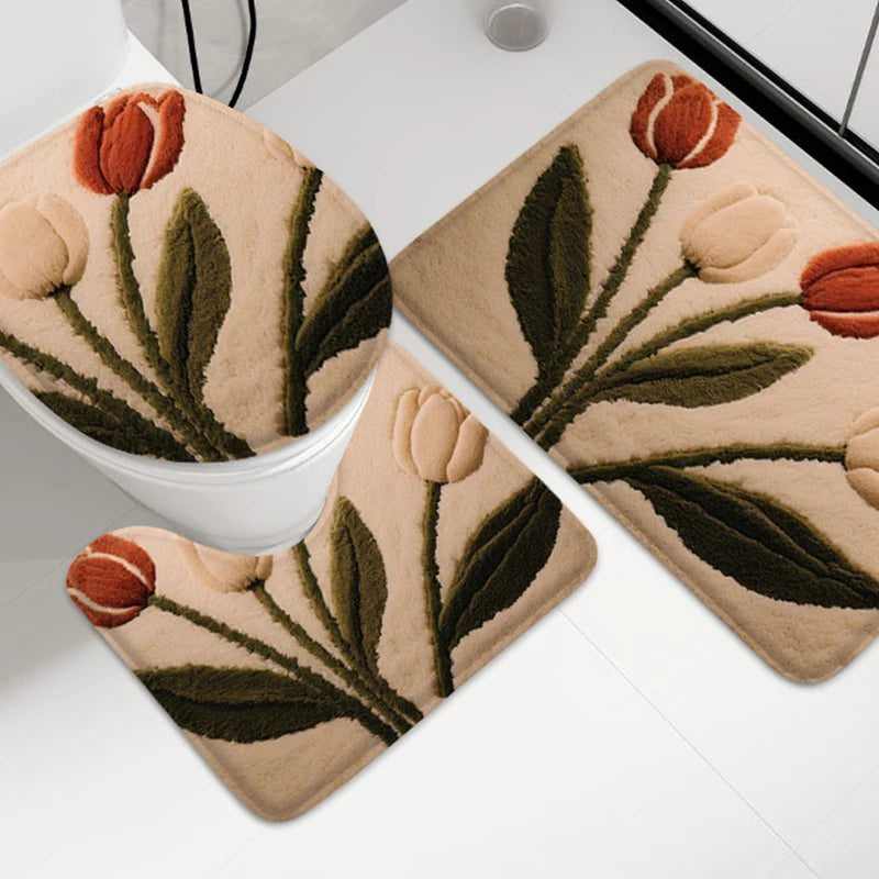 Rutschfeste Badematte – Modernes Flanell-Design – Badezimmer-Set