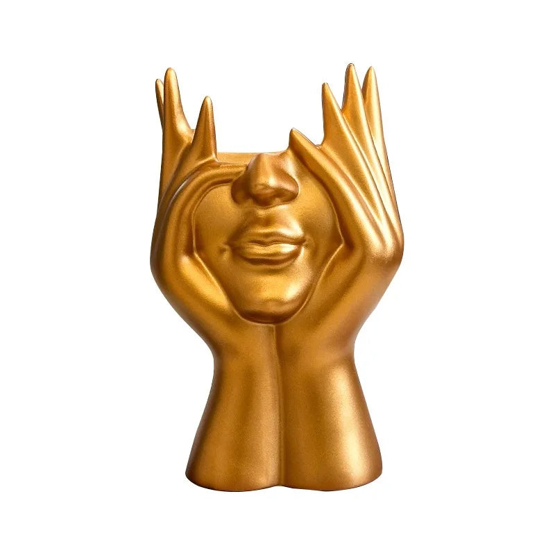 Nordischer abstrakter Pinselhalter aus Kunststoff in Schwarz oder Gold, Tischdeko