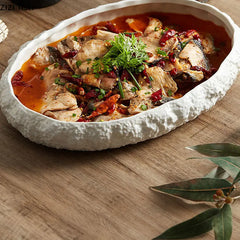 Rock Texture Keramikteller – Keramik Oval 14in