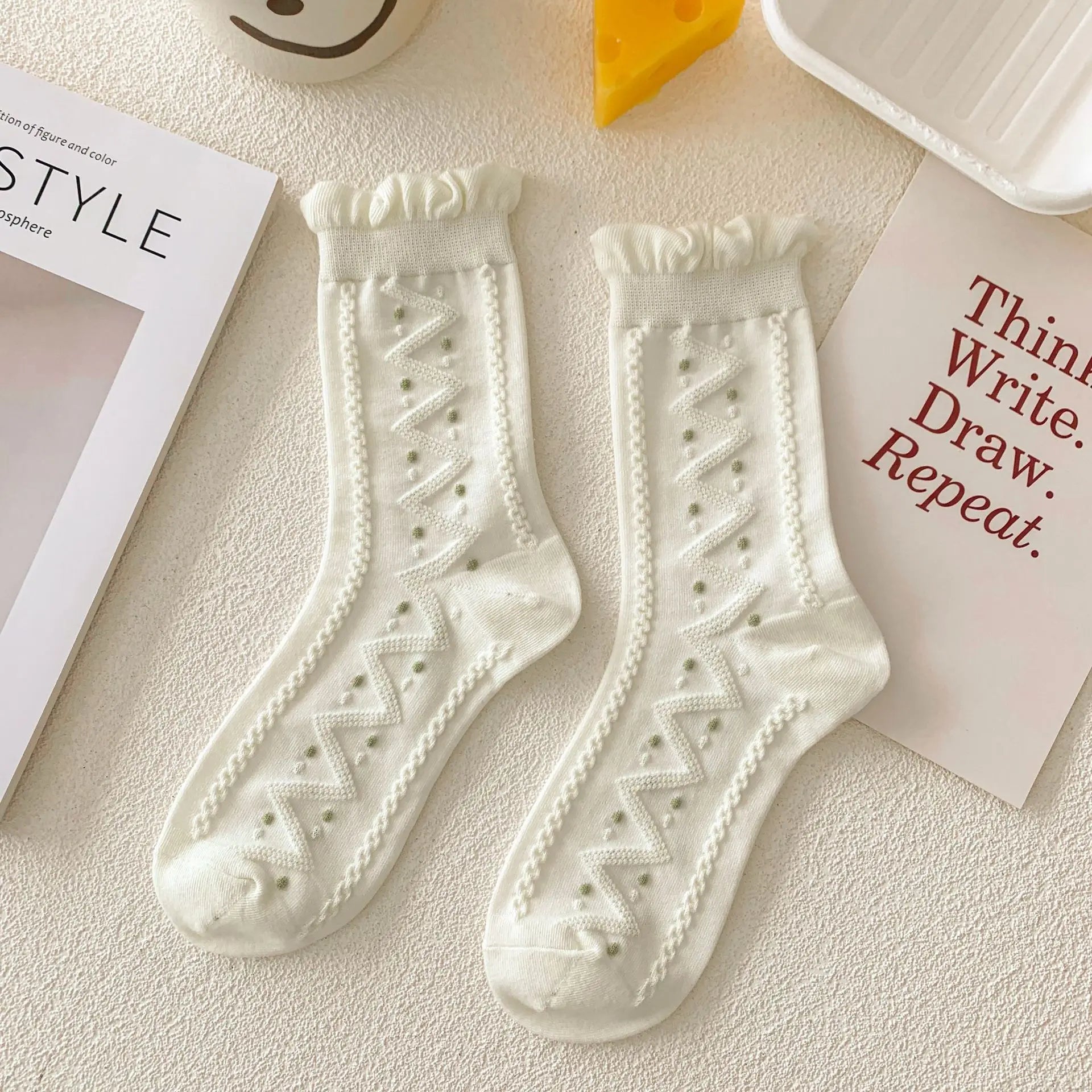 Blumenmuster Socken – Weiches atmungsaktives Set