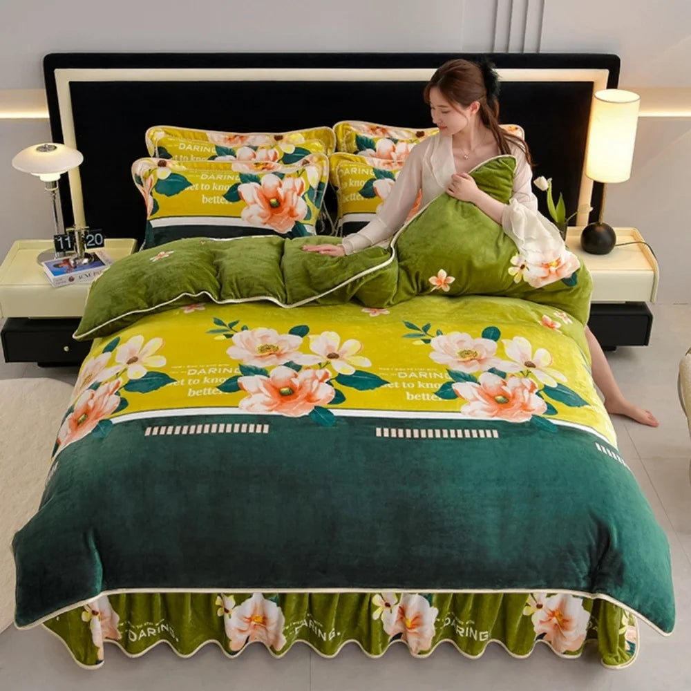 Luxus Fleece Bettwäsche in Champagner Grau, Grösse King 220x240 cm