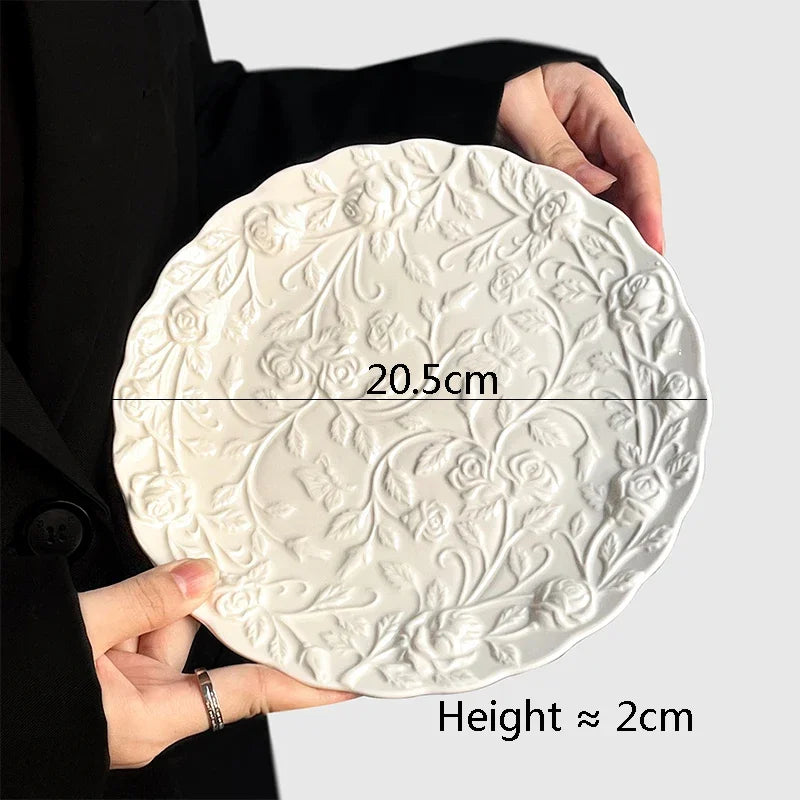 Keramikplatte – Florales Retro-Design – 8 Zoll