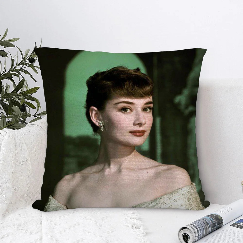 Audrey Hepburn Kissenbezug – Plüsch Polyester – 45x45cm