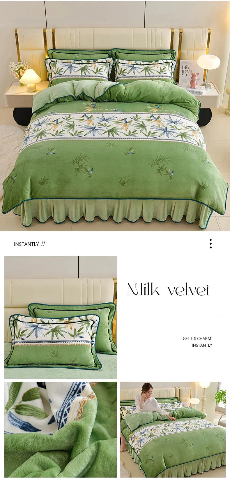 Floral Bettwäsche-Set aus Polyester in Farbe Bainianhaohe, 200x230cm Bezug 4 Teile