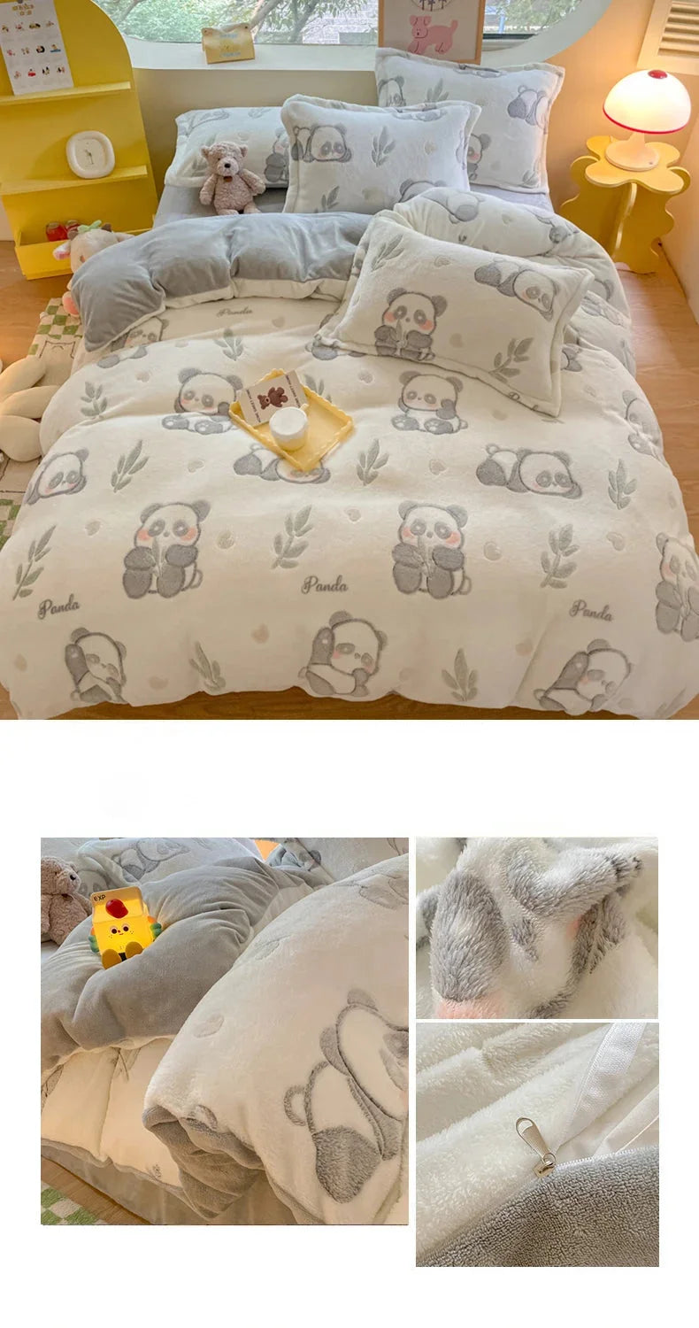 Floral Milk Fleece Bettbezug – Modern Polyester Design 220x240cm