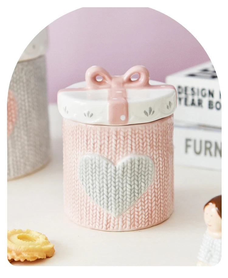 Rosa Herz Keramikdosen – Modernes Design für Hochzeitsgeschenk