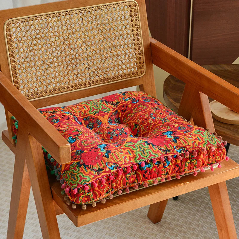 Boho Tatami Sitzkissen – Florales Design 40x40cm