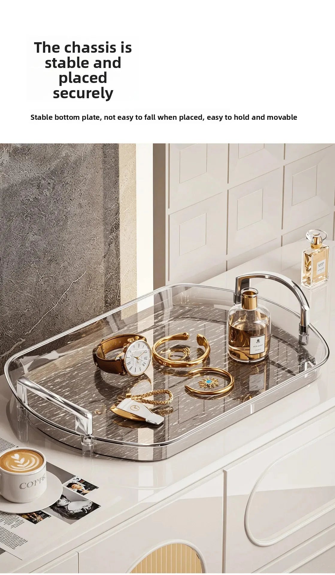 Transparente PET Ablage – Gletschermuster – Vielseitig