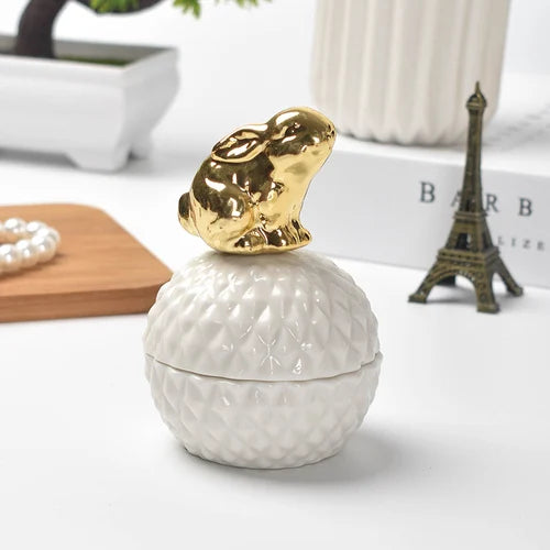 Keramik-Aufbewahrung – Eleganter Goldakzent – Klein & Rund