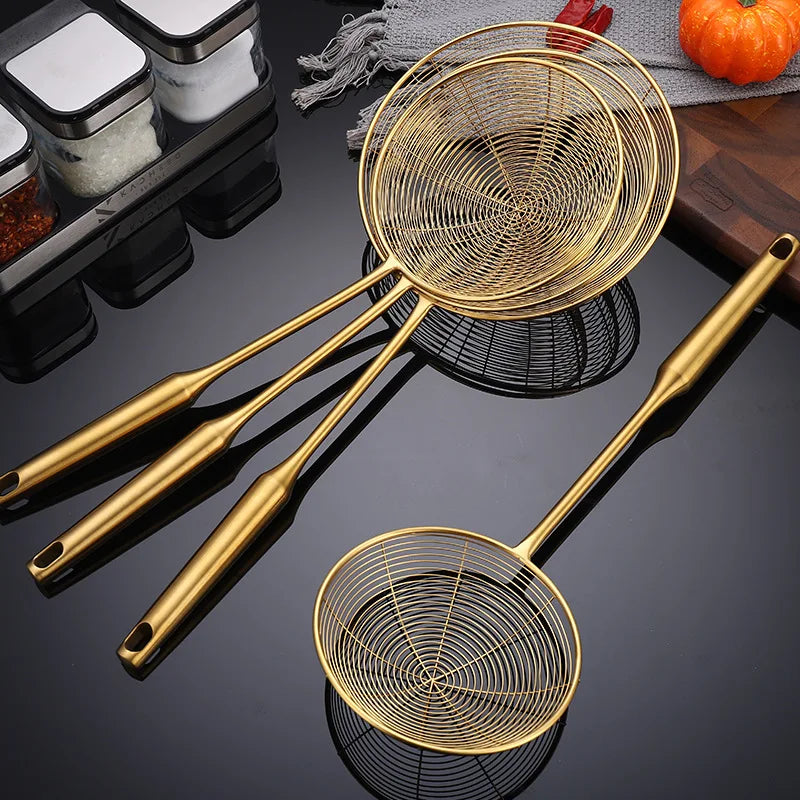 Edelstahl Schaumlöffel – Gold Design – 13-19.5cm Stiel