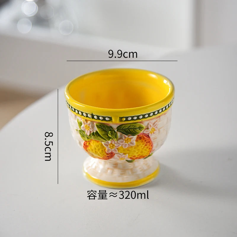 Keramik Obstschale – Hohes Fussdesign – Vielseitiges Geschirr