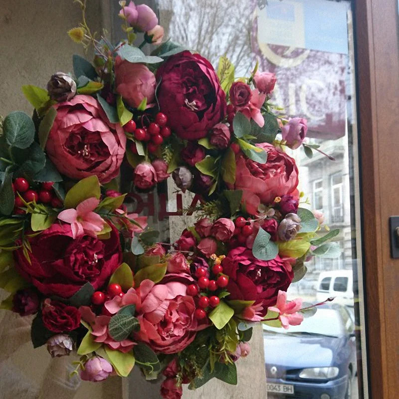 Kunstblumenkranz – Seidenpfingstrose – 40cm, Aussen/Innen