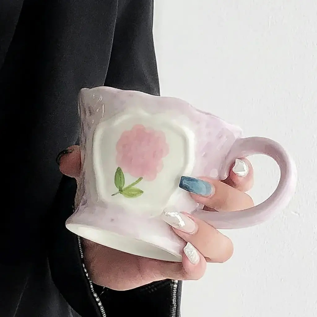 Keramikbecher – Retro Handbemaltes Design 9.5x7.5cm