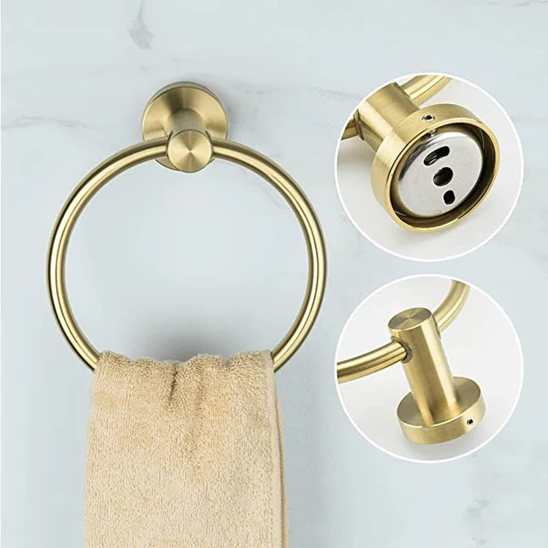 Handtuchring – Gebürstetes Gold Edelstahl – Wandmontage