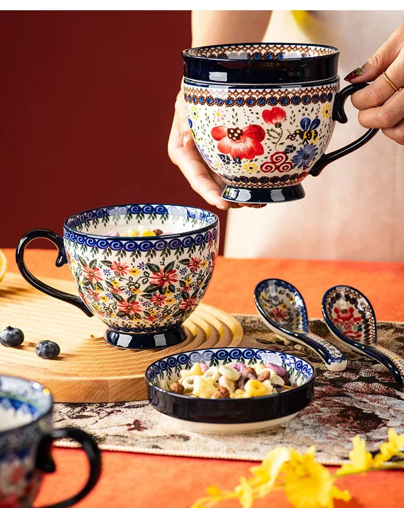 Kreative Porzellan Tassen – Bohemia Stil für Zuhause, 500ml