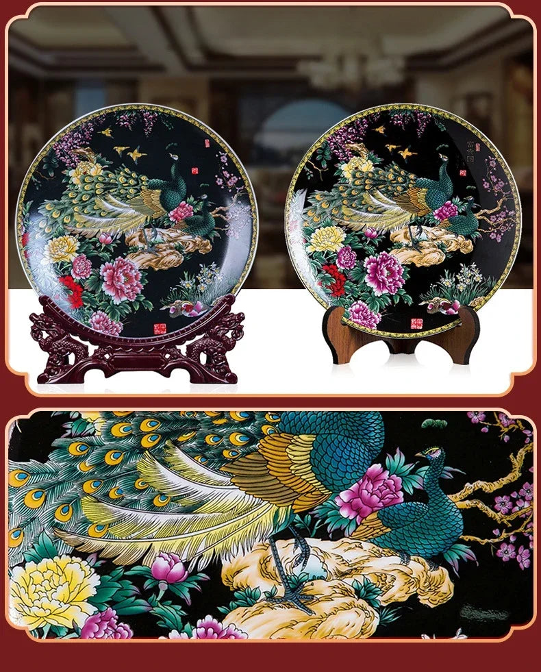 Keramikdeko-teller in Gold im boho Stil auf 26cm Stativ