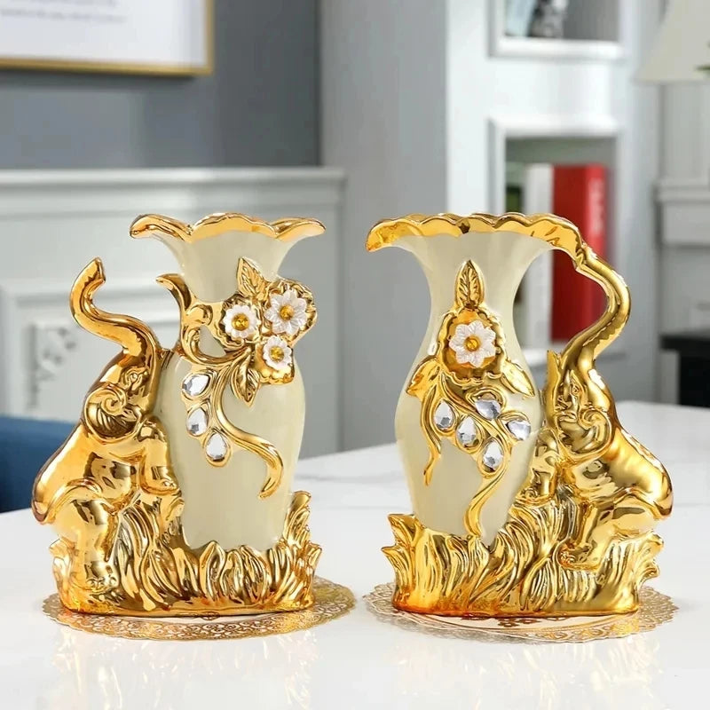 Moderne Vase – Goldglas & Keramik – Wohnzimmereinrichtung