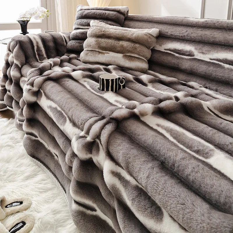 Hasenplüsch Sofaüberwurf – Nordic Unifarben, Verschiedene Grössen