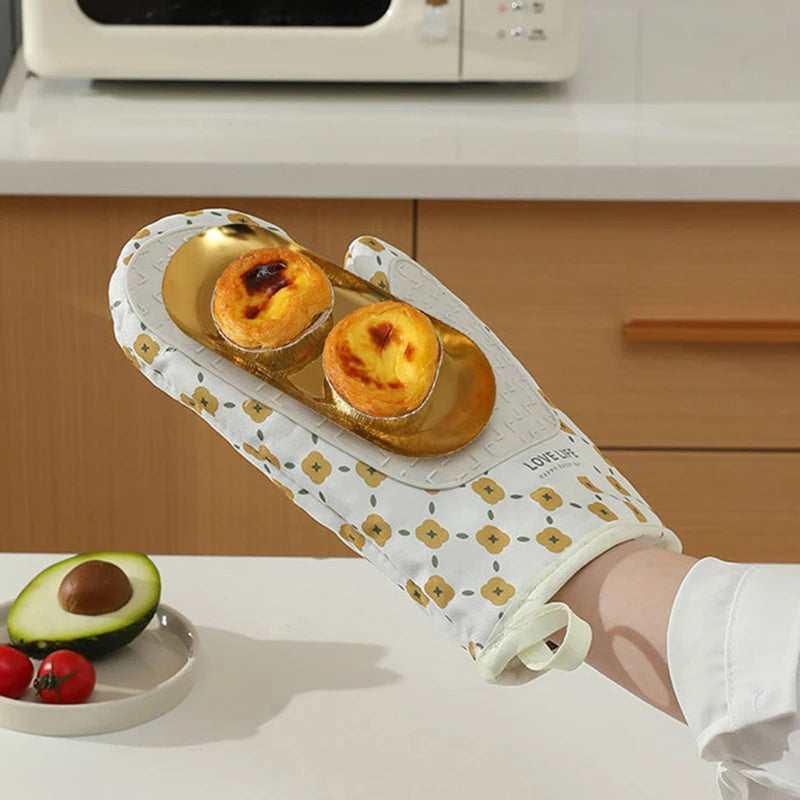 Hitzebeständige Backhandschuhe - Baumwolle/Silikon - Ofengebrauch