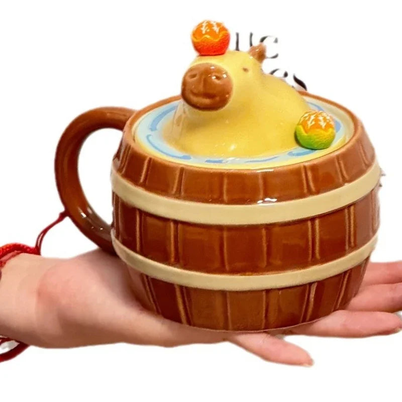 Capybara Tasse – Keramik Cartoon mit Deckel – 400-500ml