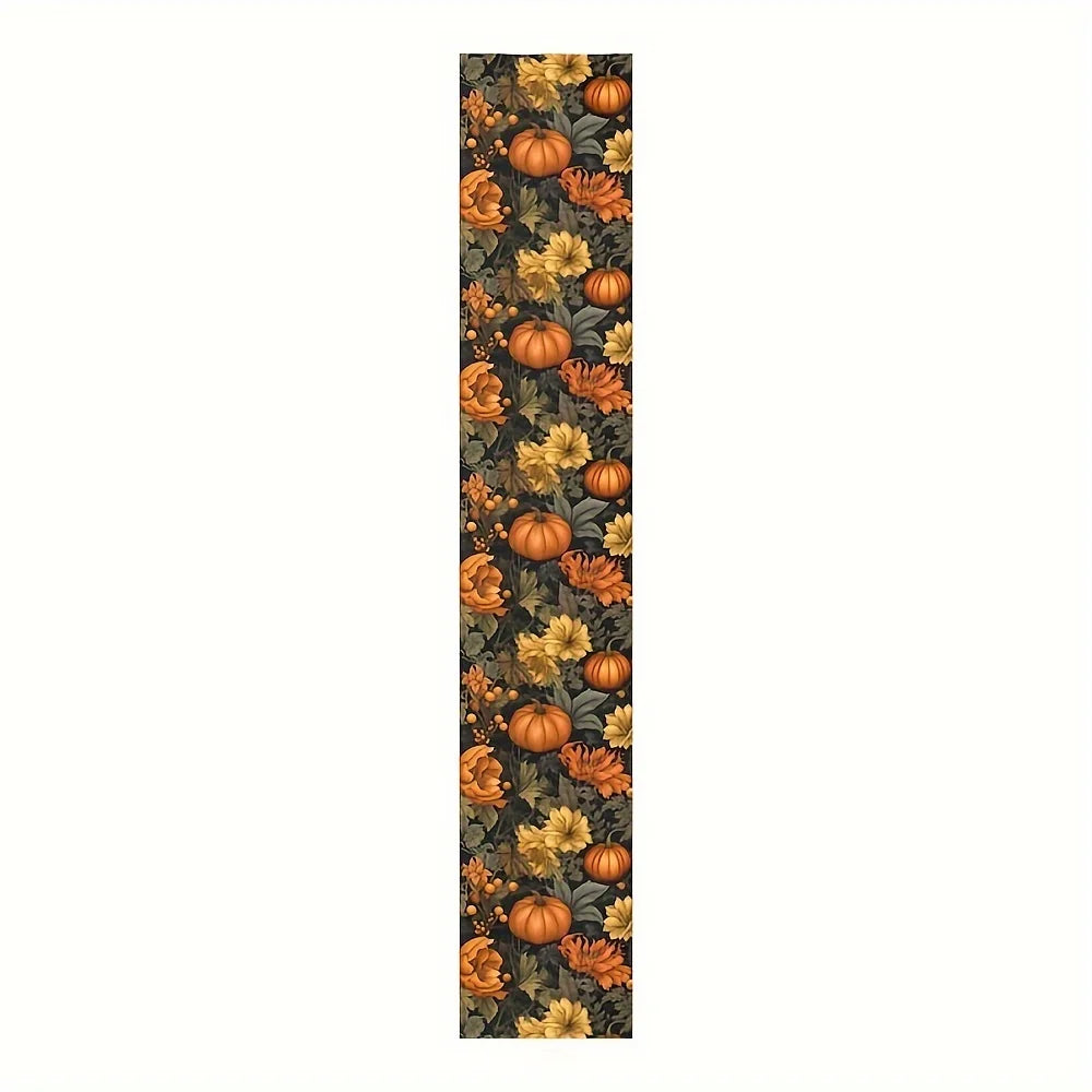 Leinen Tischläufer – Kürbis Print Herbstdeko – 200x33 cm