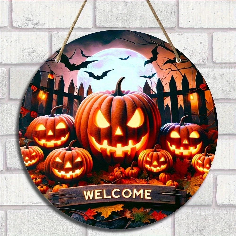Halloween-Dekor – Rundes Holzschild – Innen & Aussen