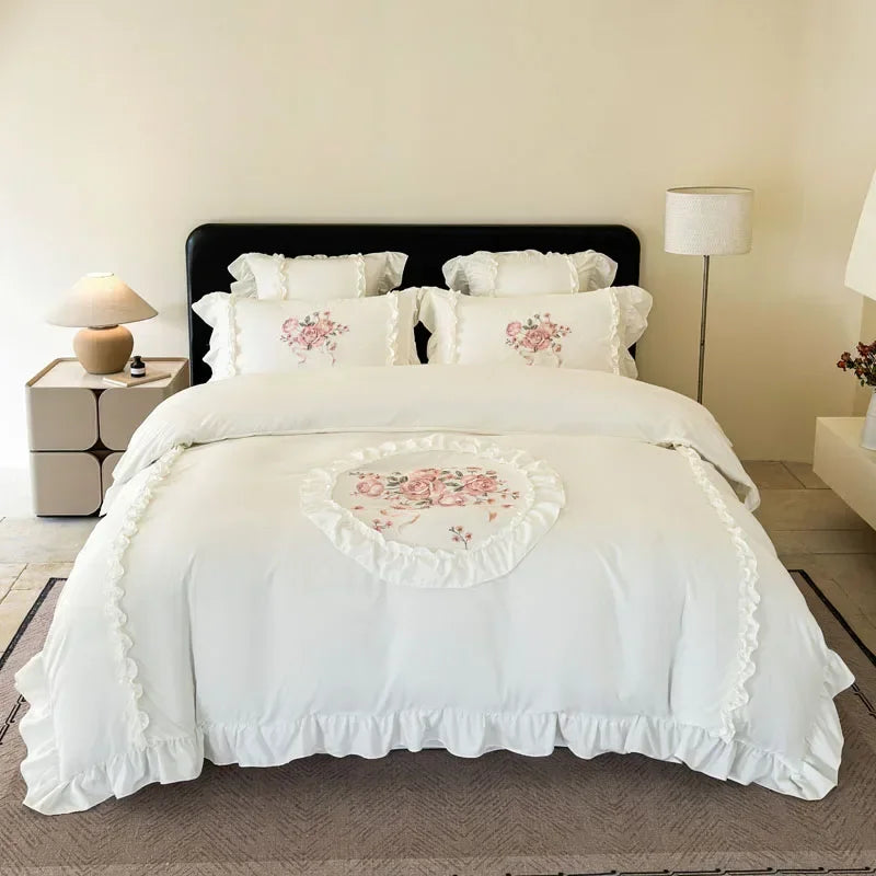 Stickerei Bettset – Rosa Mikrofaser – King & Queen Grössen