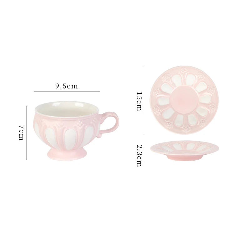 Floral Reliefs Keramiktasse – Porzellan Teeset 250-900ml