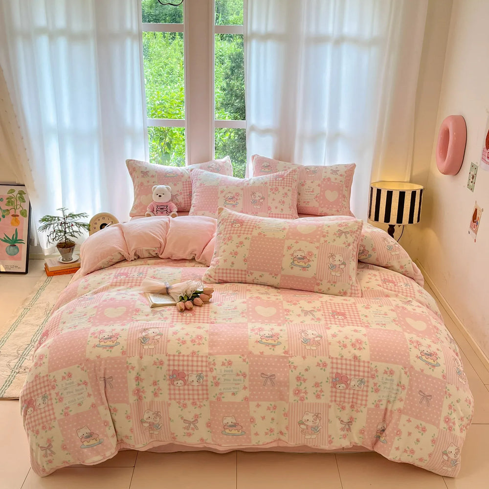 Mehrfarbiger Fleece-Bettbezug aus Polyester im modernen Stil, Grösse 200x230 cm