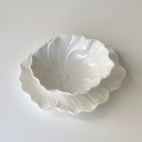 Retro Lotusblatt Schüssel – Keramik, Japanischer Stil, 13-17.2cm