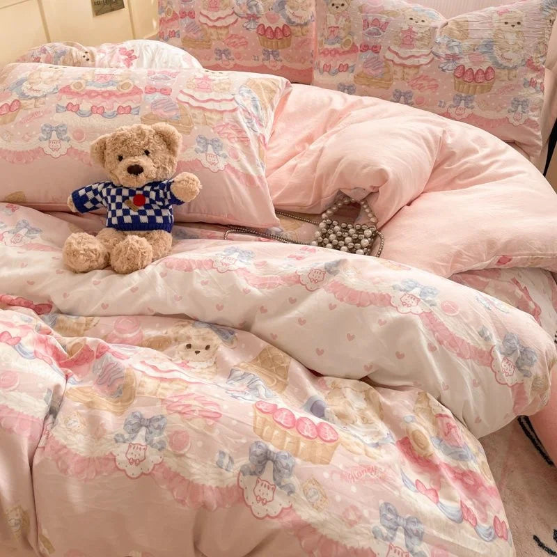 Blumen Bettwäsche Set – Cartoon Stil – Universalgrösse