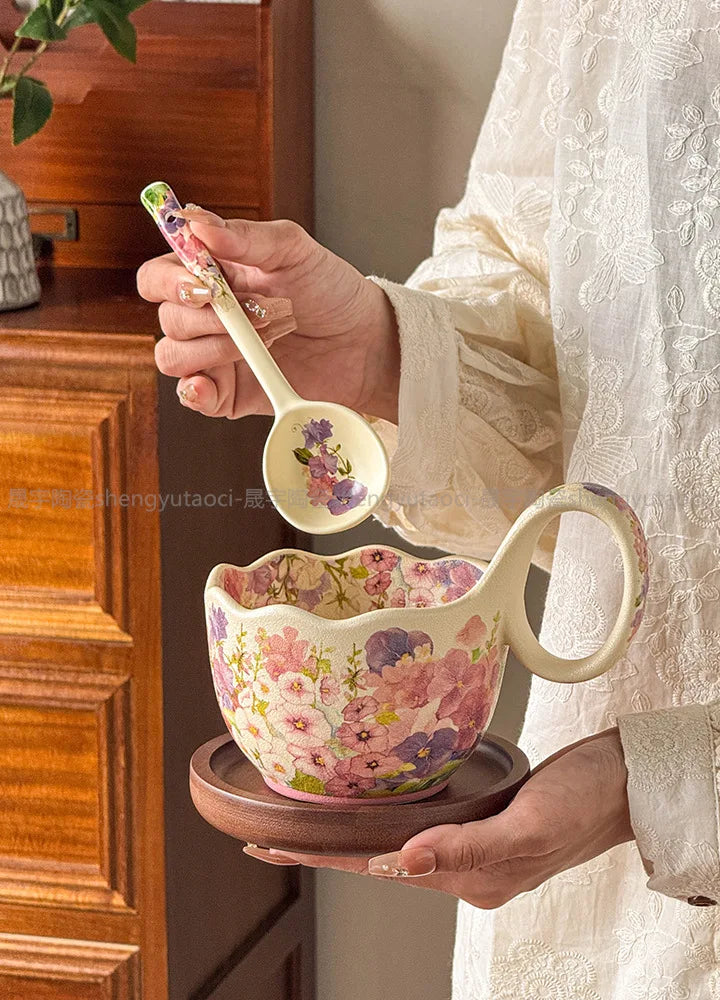 Keramik Tasse mit Löffel – Prairie Chic, 301-400ml