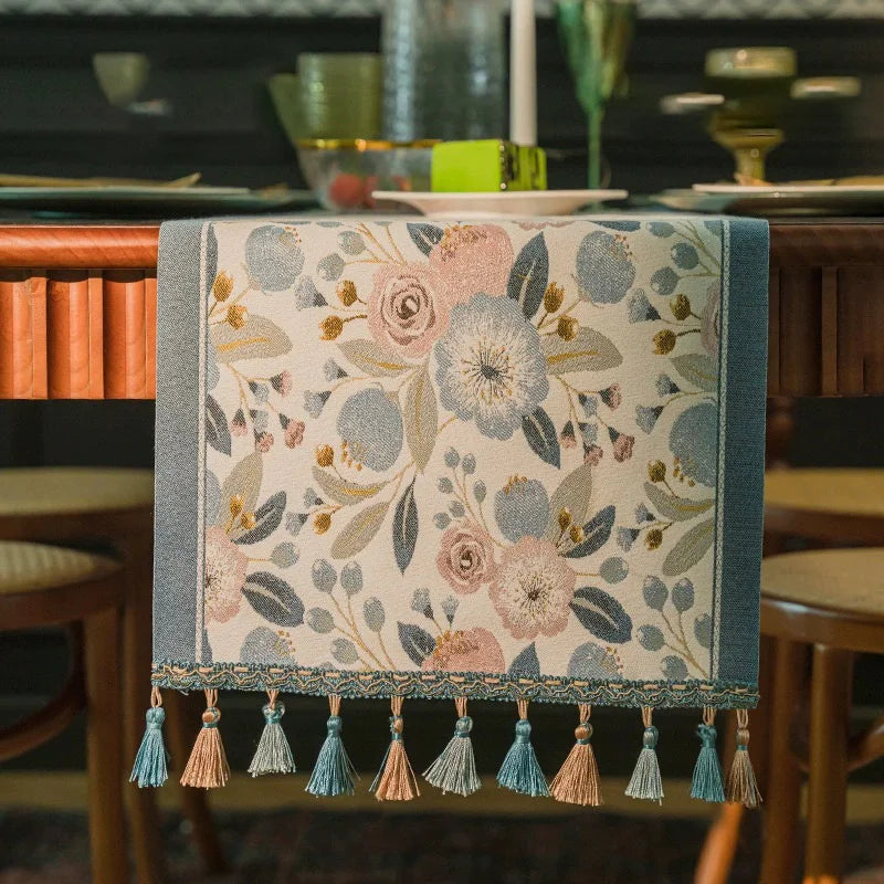 Floraler Tischläufer – Leinenmischung – Versch. Grössen