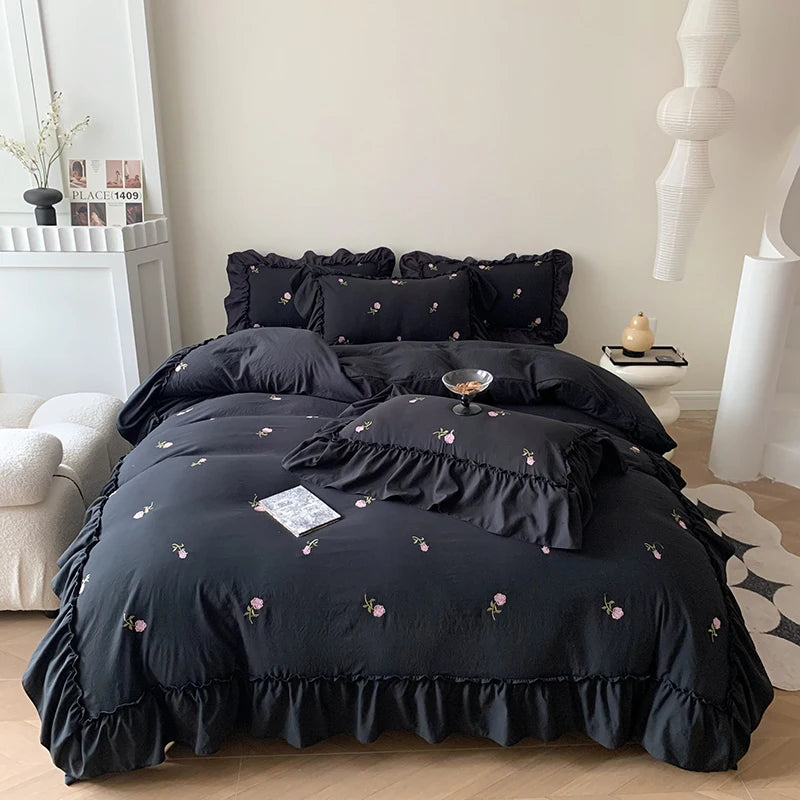 Luxus Bettwäsche Set – Besticktes Polyester – Verschiedene Grössen
