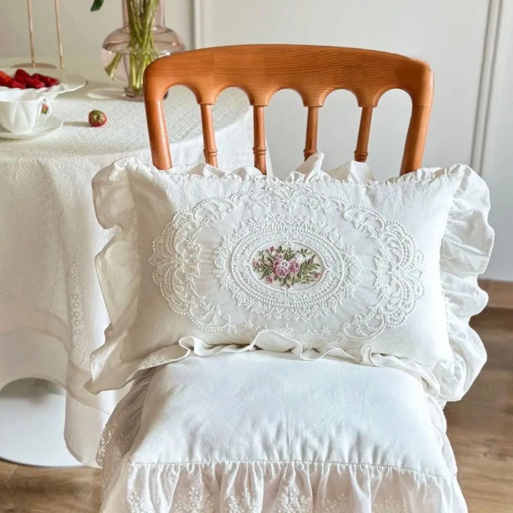 Französische Spitzenkissenhülle – Weiche Baumwolle – Schlafzimmer