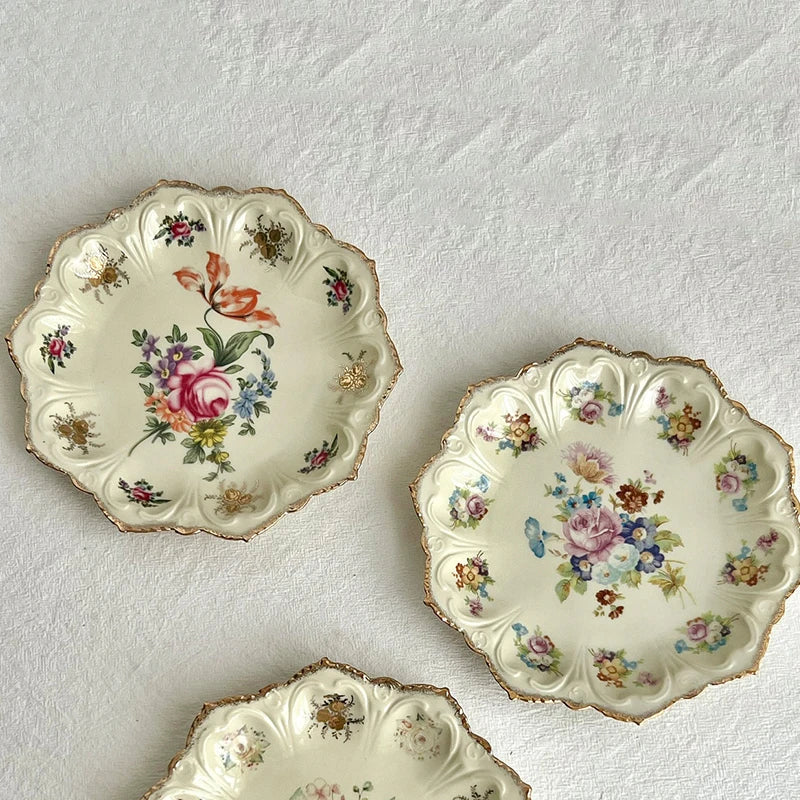 Speiseteller – Vintage Keramik – Blumenmuster 20,5cm