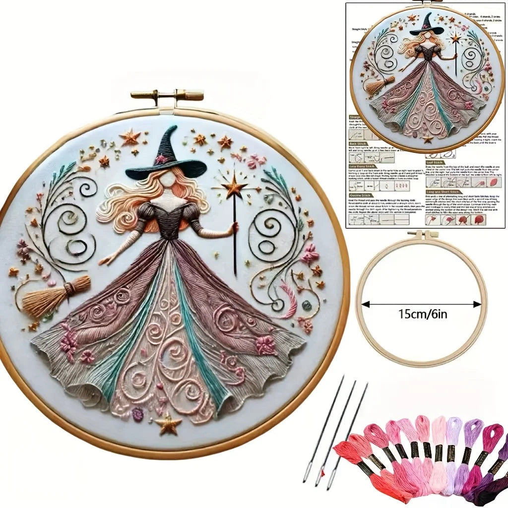 Halloween Stickerei - Baumwoll Hexendesign Kit