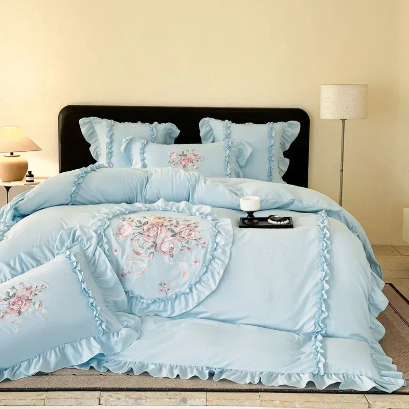 Stickerei Bettset – Rosa Mikrofaser – King & Queen Grössen