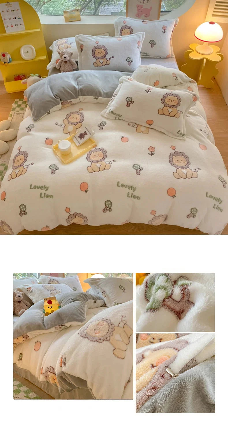 Florale Milchfleece – Moderne Doppelbettdecke 220x240