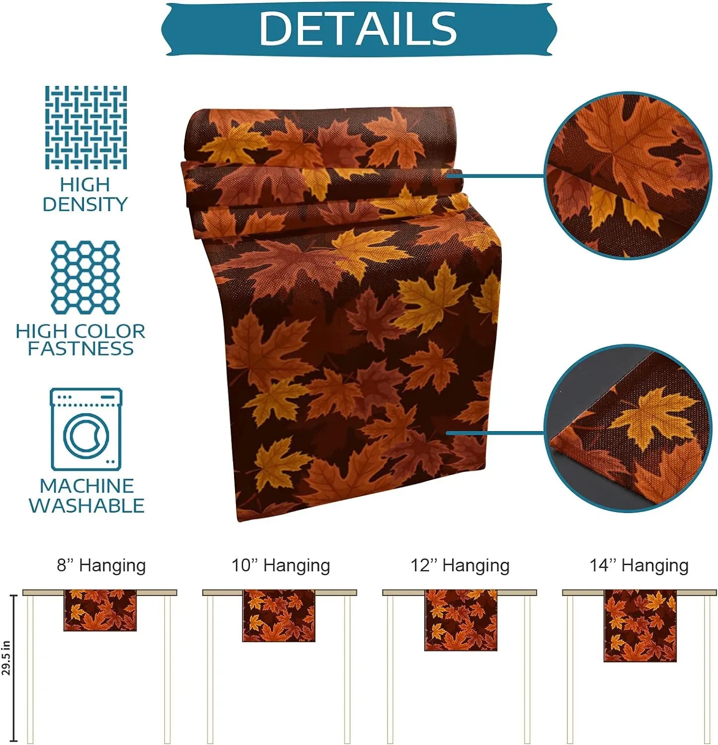 Ahornblatt Leinen Tischläufer – Landhausstil – 150x33cm