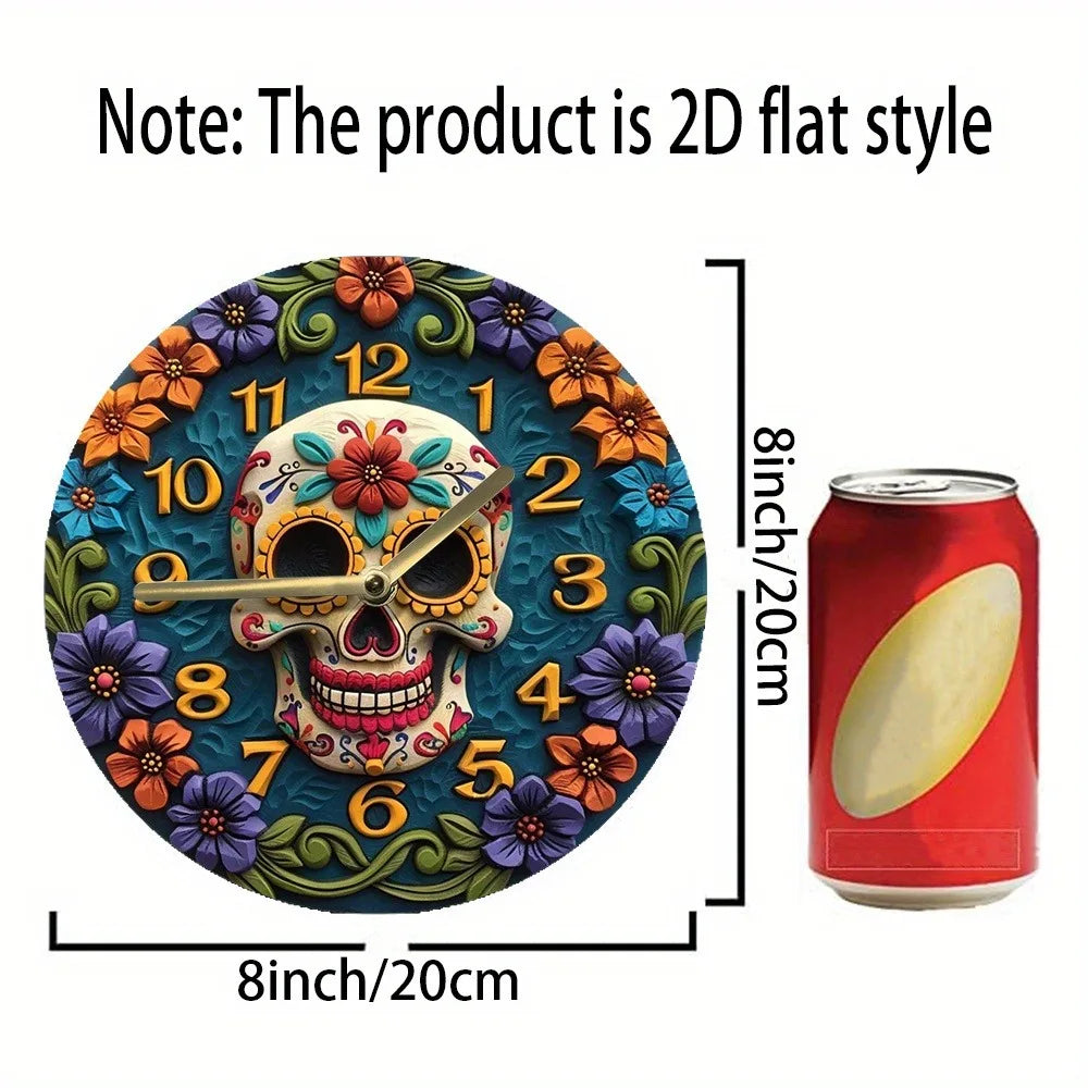 Holzwanduhr – Modern Skull – 30x30CM