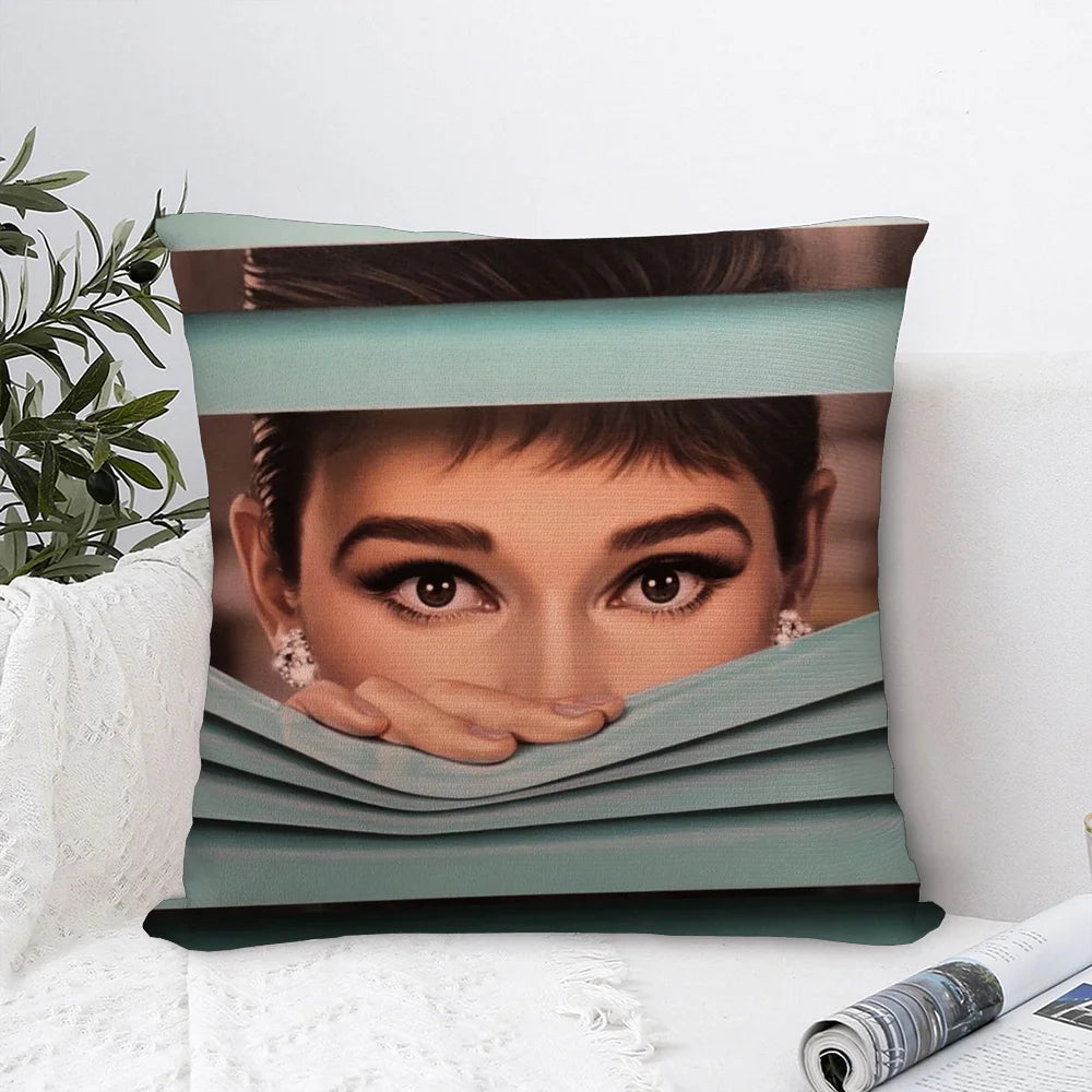 Audrey Hepburn Kissenbezug – Plüsch Polyester – 45x45cm