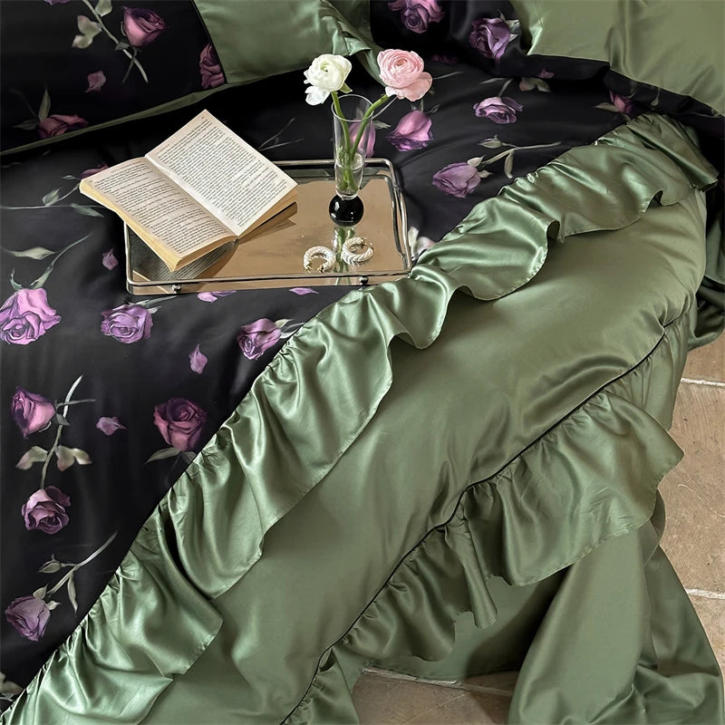 Baumwoll-Bettwäsche-Set – Vintage Rosenprint – 220x240cm