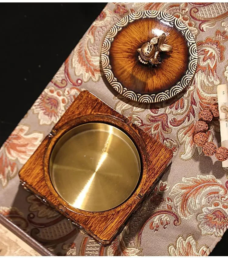 quadratischer Aschenbecher aus Harz im chinesischen Stil mit Deckel, ideal für Wohnzimmer