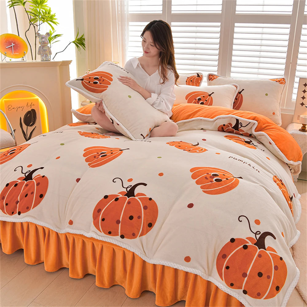 Gedrucktes Flanell-Bettwäscheset – Blumen Fleece – 220x240 cm