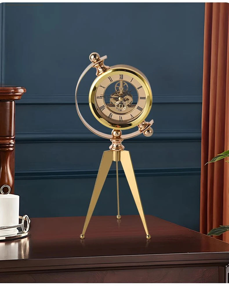 Moderne Metall-Tischuhr – Leichter Luxus, Rund