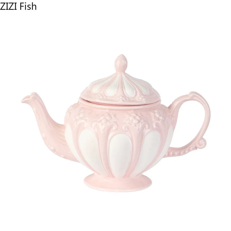 Floral Reliefs Keramiktasse – Porzellan Teeset 250-900ml
